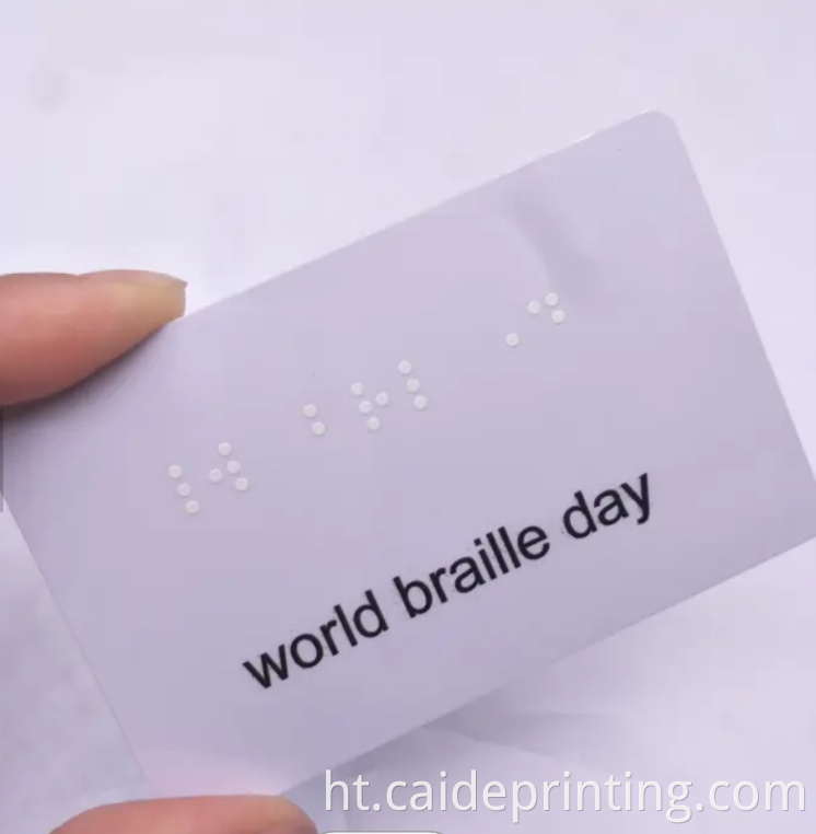 Kat biznis Bray braille business cards